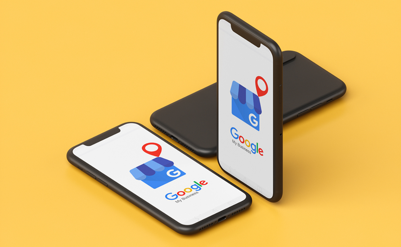 Business owner using phone for local search
